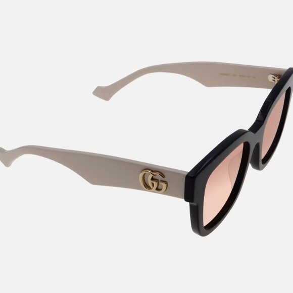 Gucci Sunglasses Womens Black/Cream w Gold New Authentic main image 4